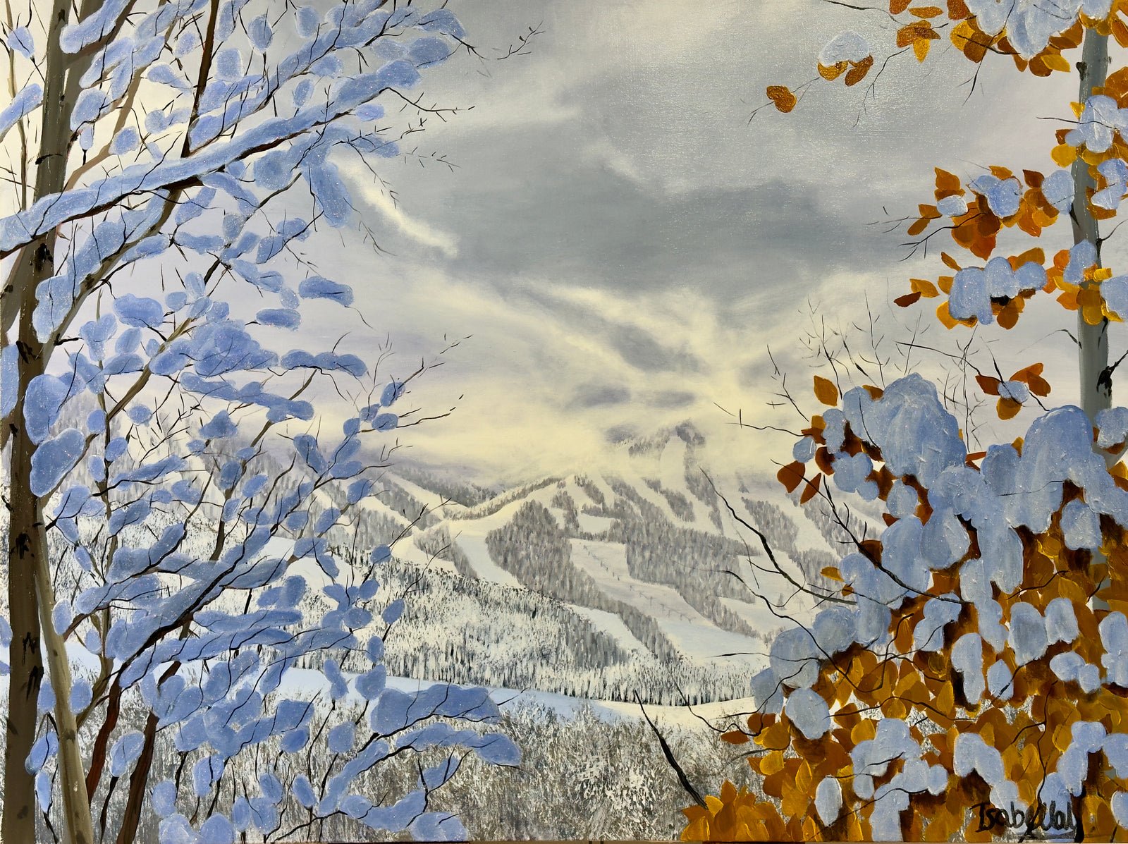 “First Snowstorm Of The Season: View of Snowmass Ski Area”
