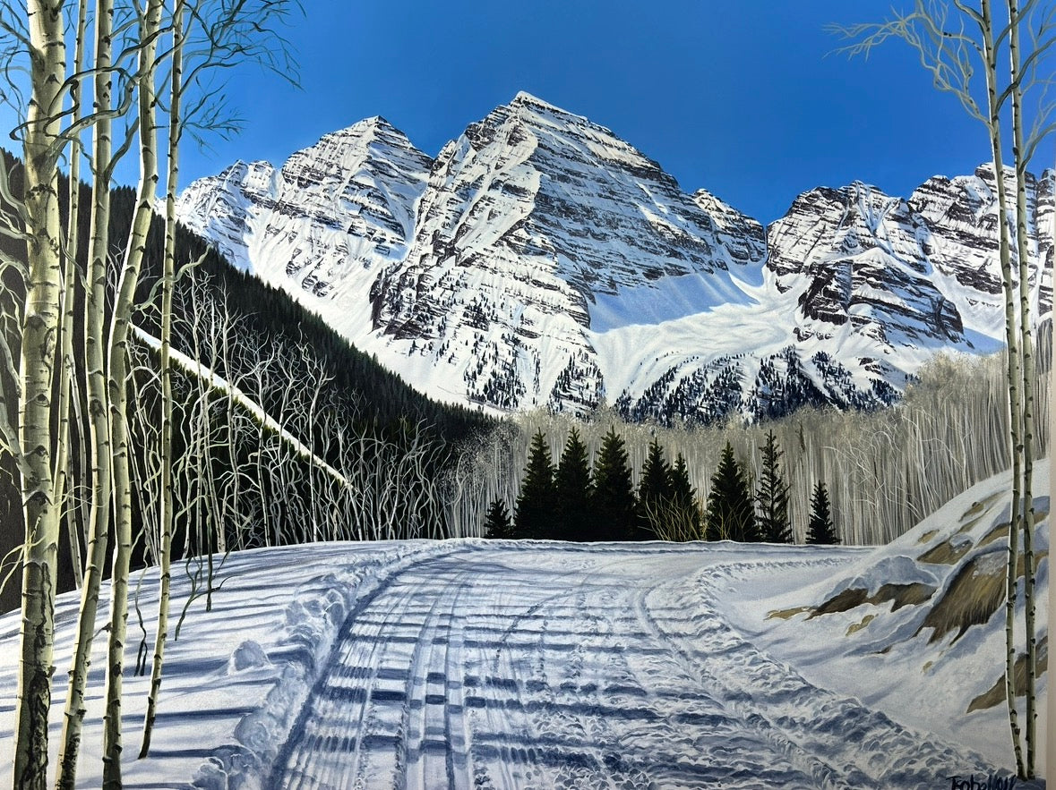 “On Our Way to Play; Maroon Creek Road, Maroon Bells”