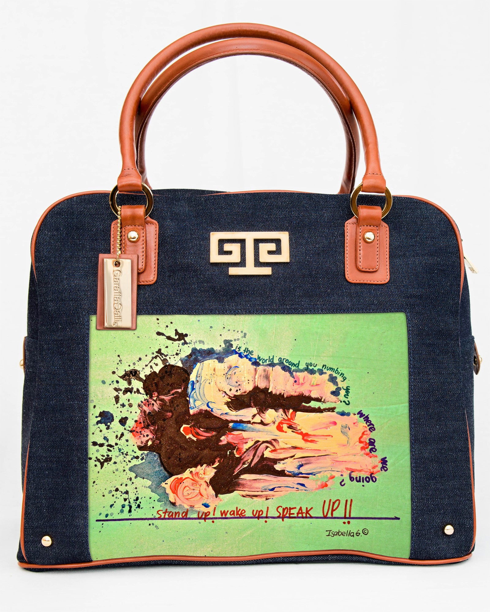 Stand Up Wake Up Art Satchel Handbag